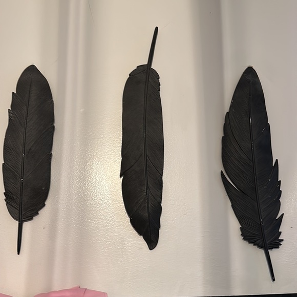 Metal Wall Feather Decor Set of 3 - Picture 4 of 6